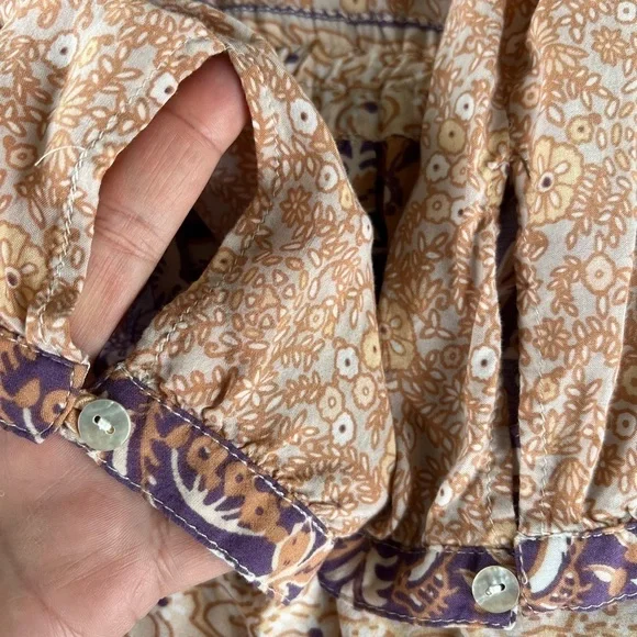 Spell Xanadu Mini Play Dress Gold Dust XS Peacocks Boho Ruffle GUC - Picture 11 of 16